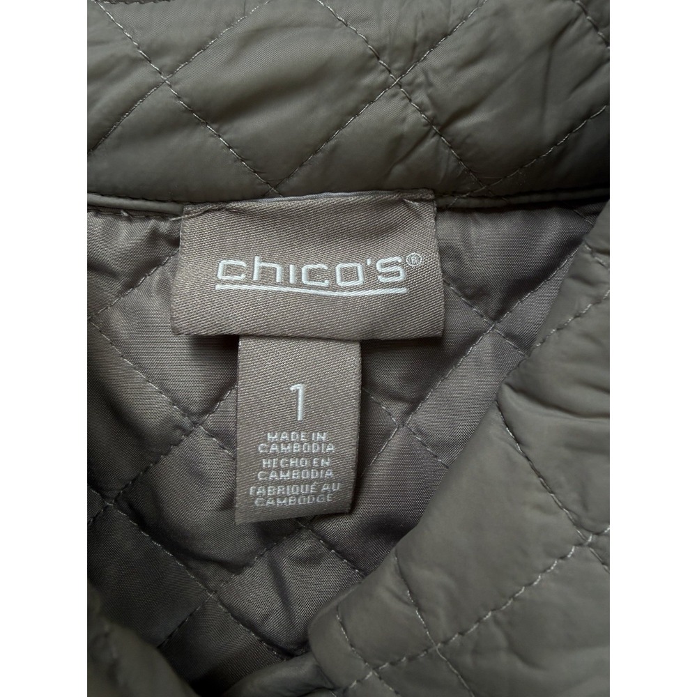 Chico's Quilted Full Button Front Jacket Women's Size 1 Medium Camel - Picture 4 of 16
